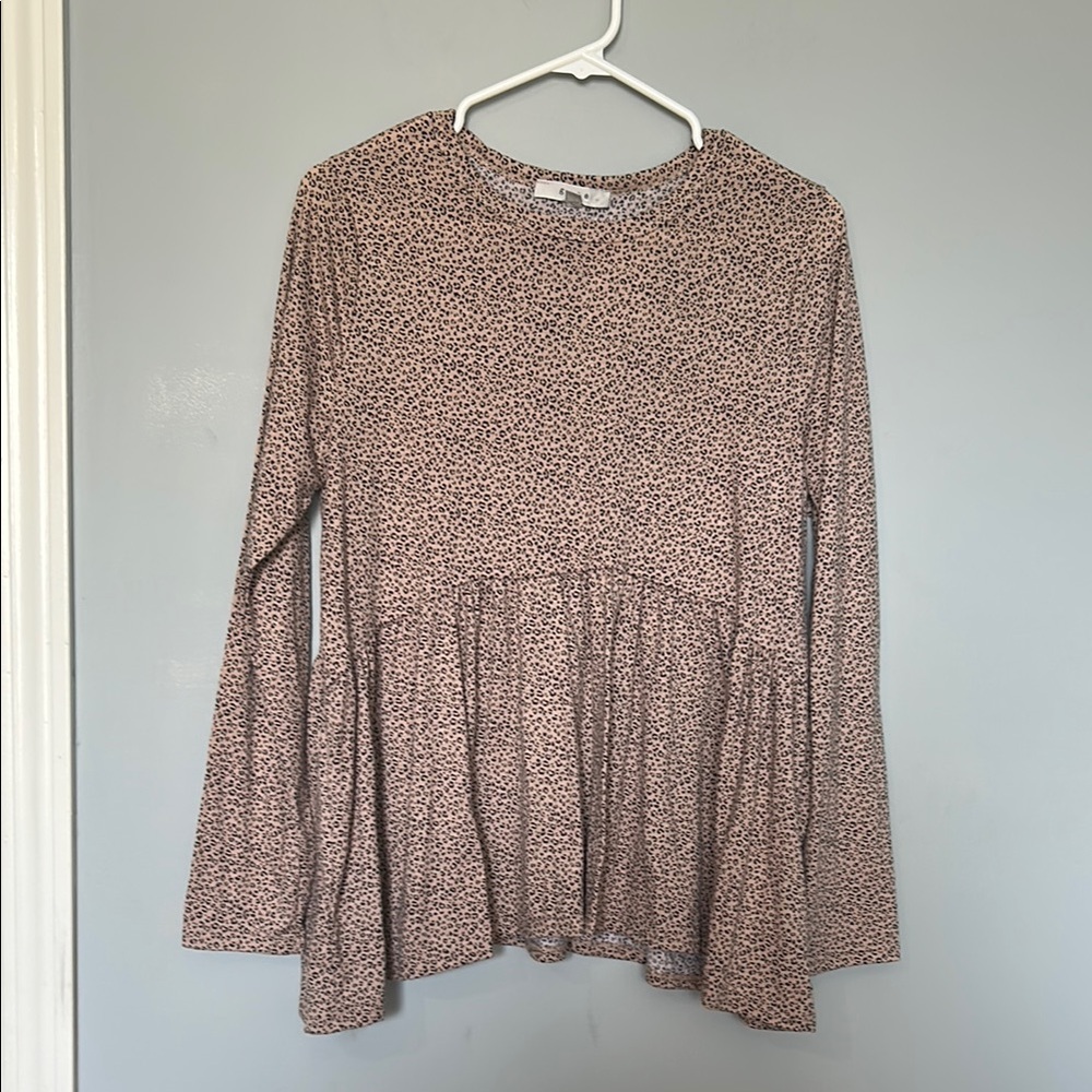 NWT Gaze cheetah print Long Sleeve Blouse size L